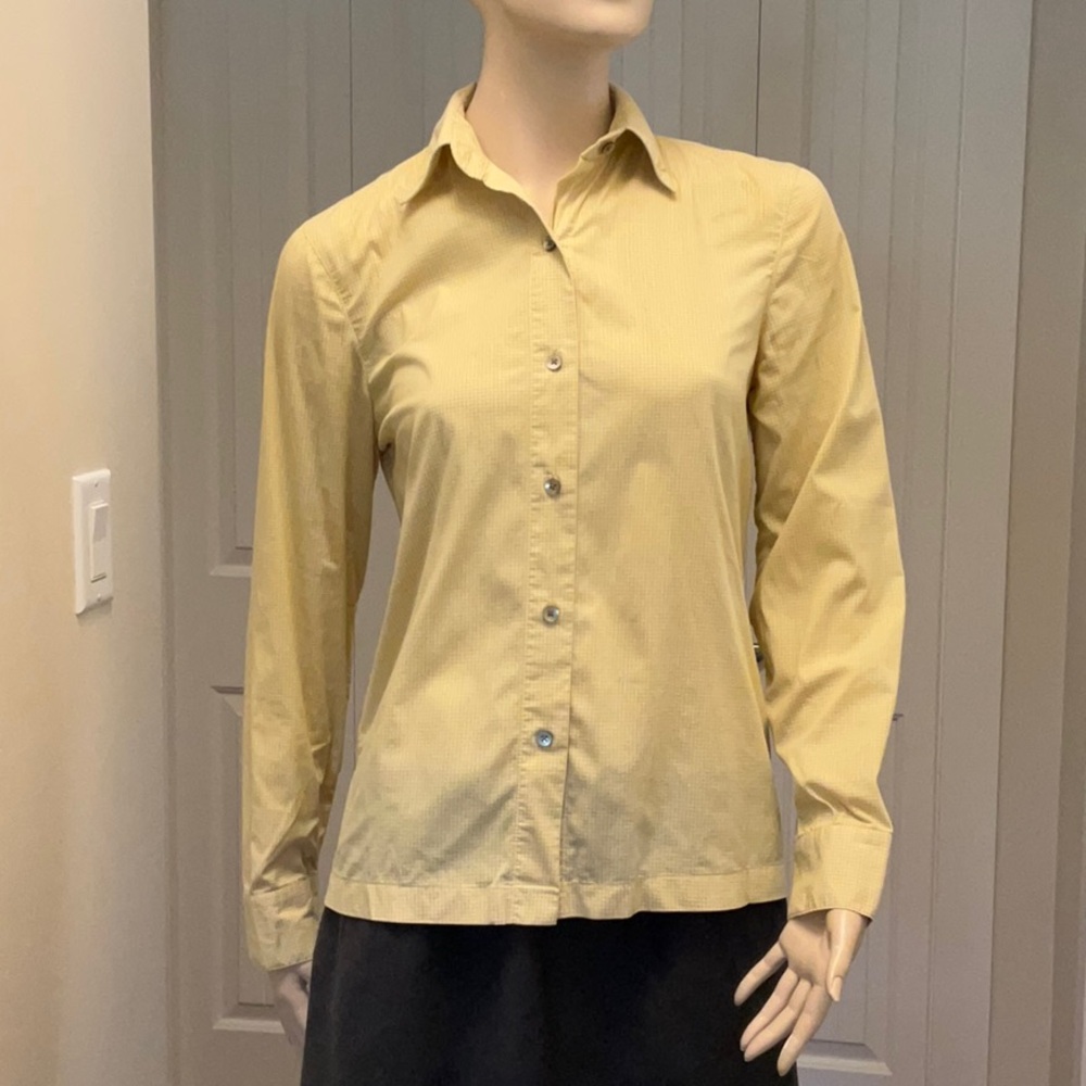 ELLEN TRACY Women’s Classic Yellow Check Button-Up Shirt Size 4